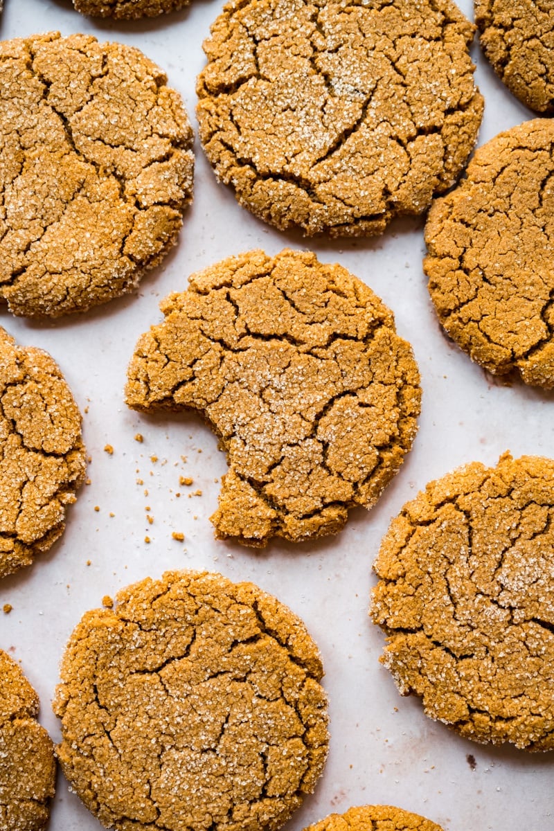 Overhead view of vegan ginger cookies.