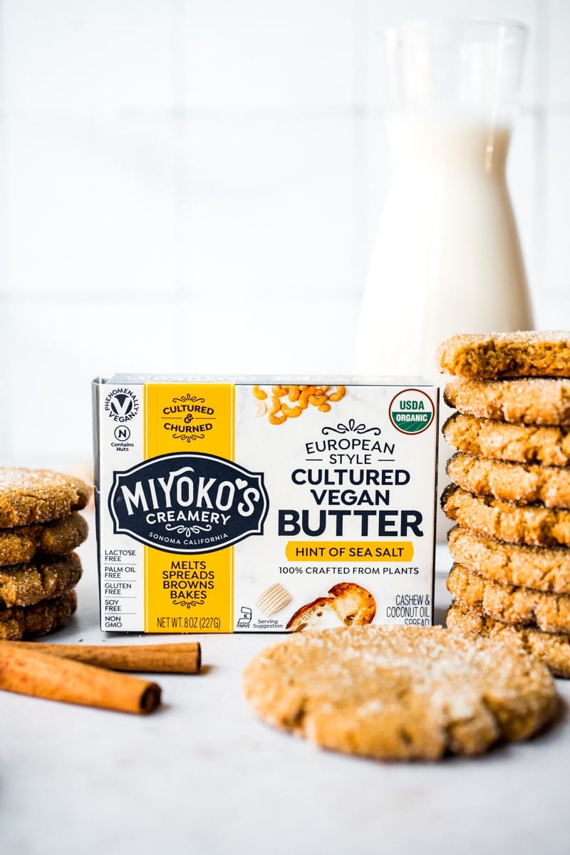 Front view of Miyoko's creamery European style cultured vegan butter.