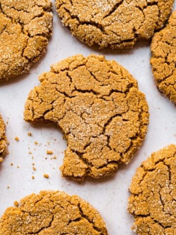 Overhead view of vegan ginger cookies.