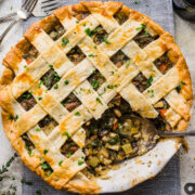 Overhead view of vegan pot pie.