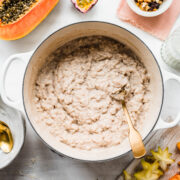 Vegan rice pudding in a bowl.