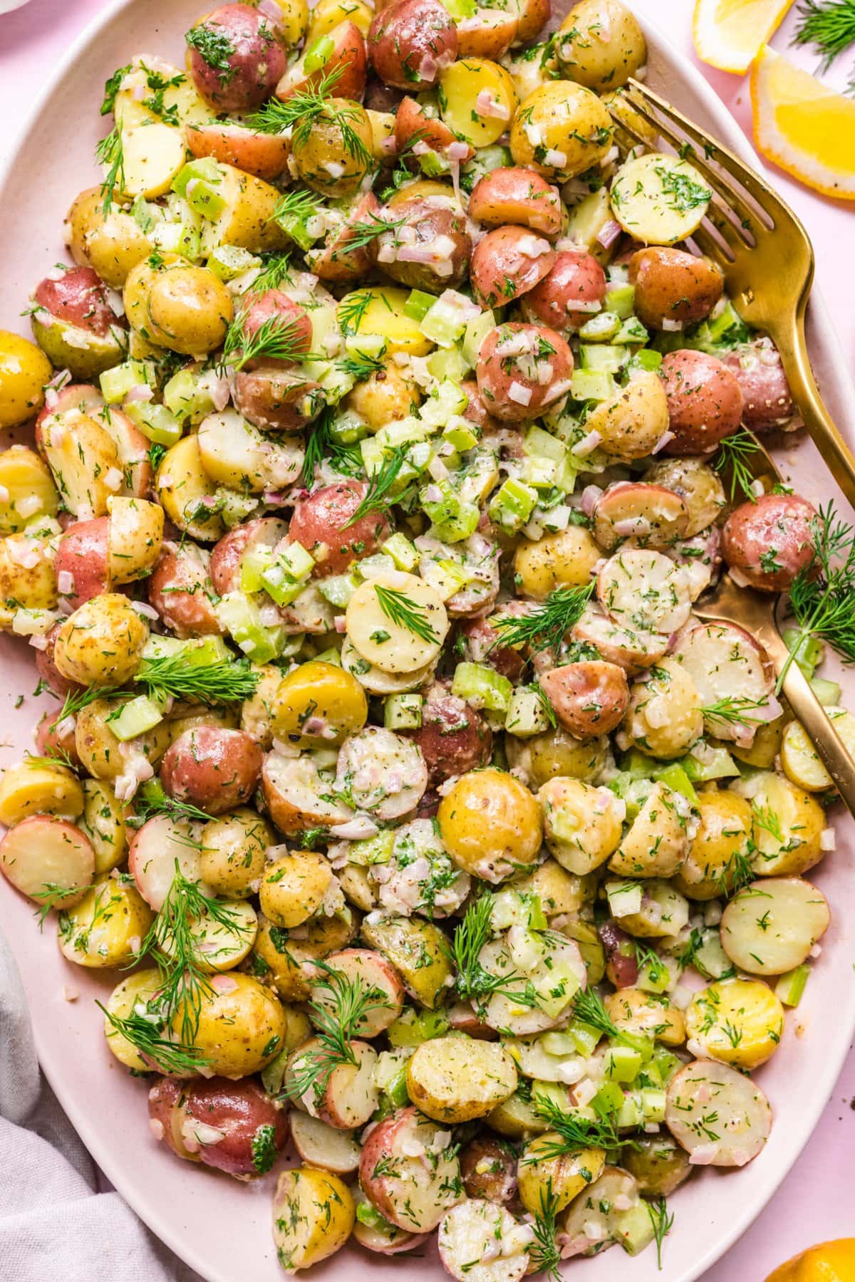 Close up of simple vegan potato salad.