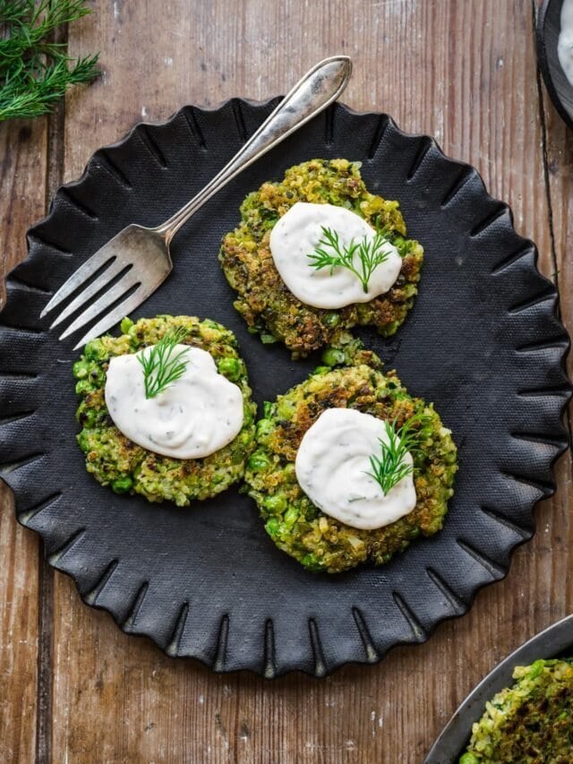 Green Pea Fritters with Lemon Dill Sauce