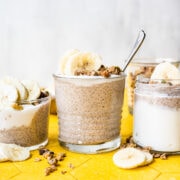 Front view of banana chia pudding.