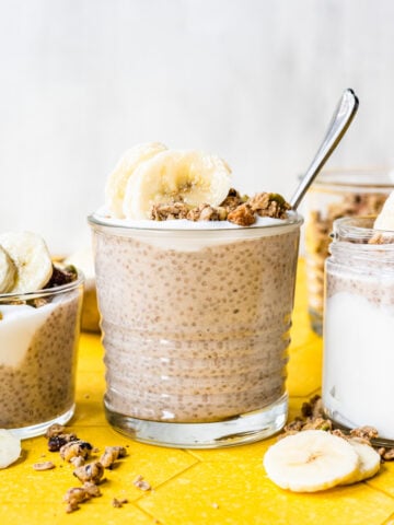 Front view of banana chia pudding.