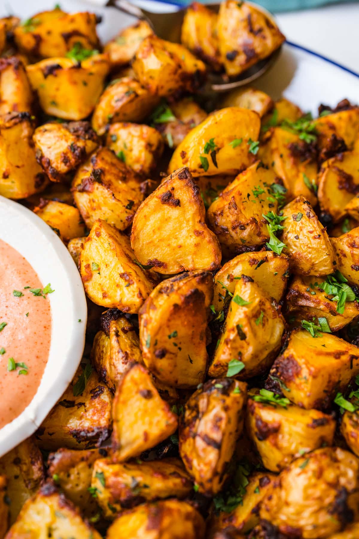 Close up of finished Spanish potatoes.