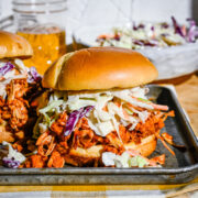 Close up of finished jackfruit burger.