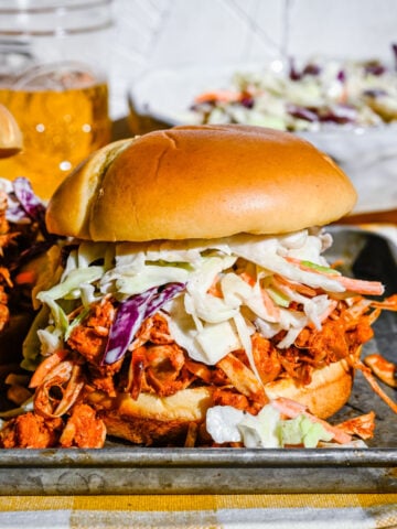 Close up of finished jackfruit burger.