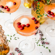 Finished cranberry mocktails in glasses.