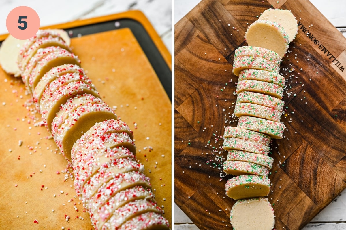 Sliced vegan butter cookies before baking.