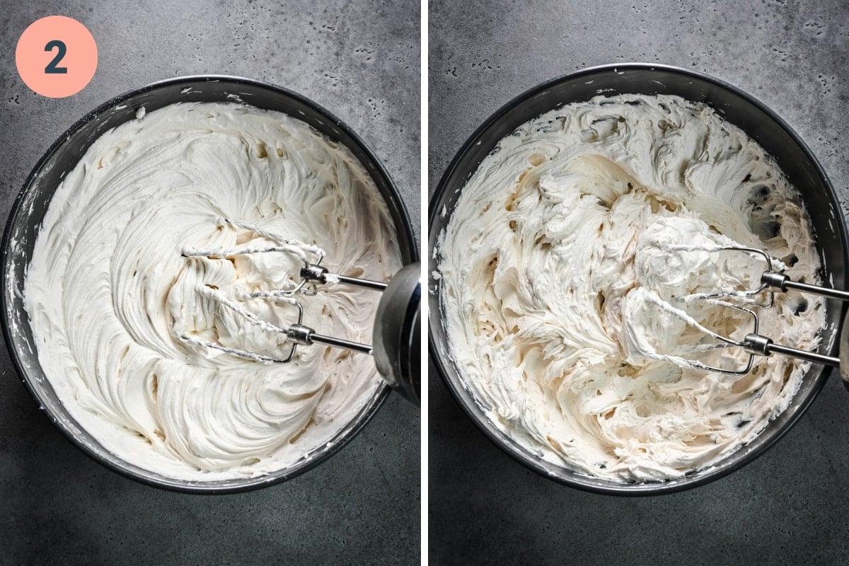 Two panel view of whipping cream.