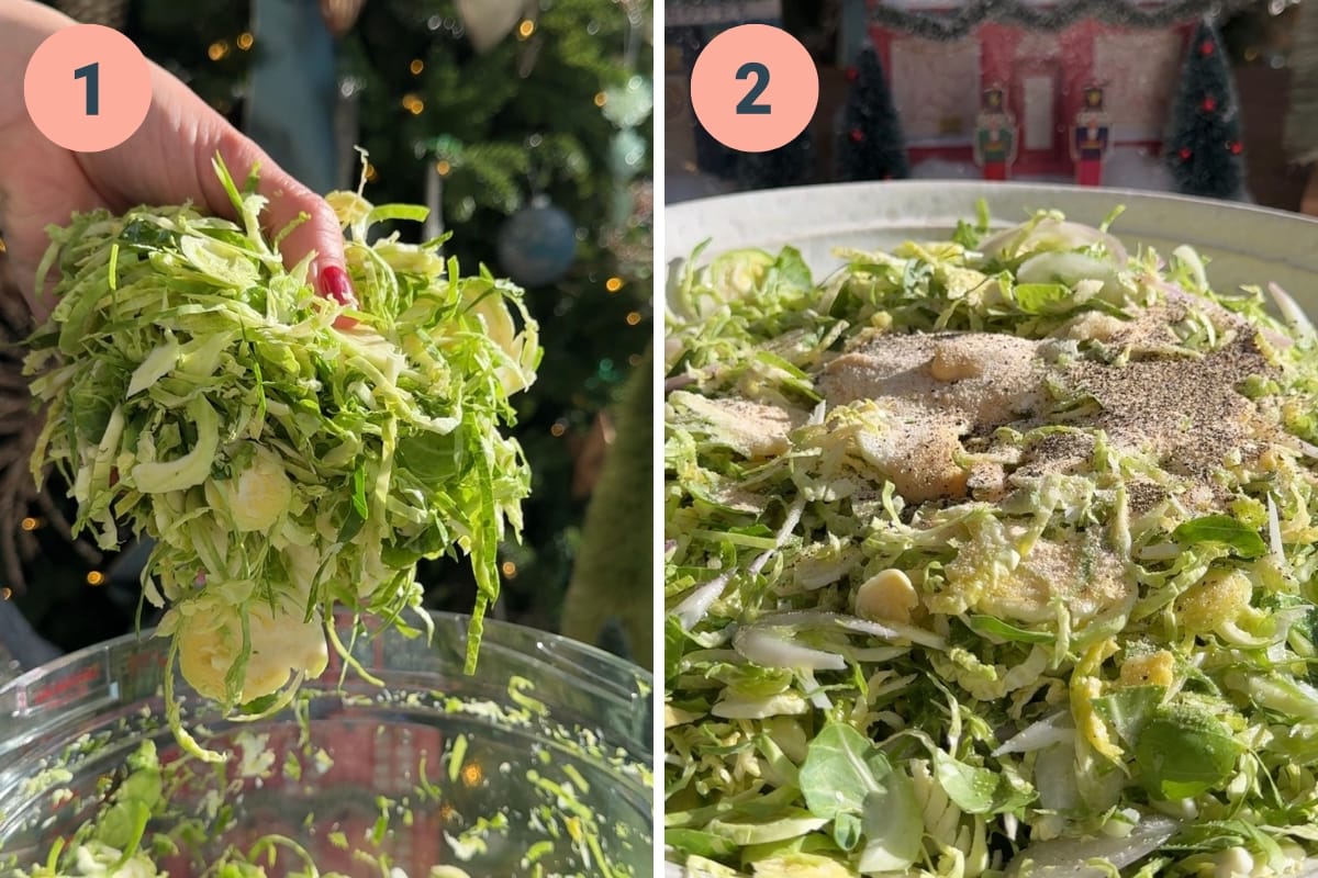 shredded brussels sprouts in a bowl.