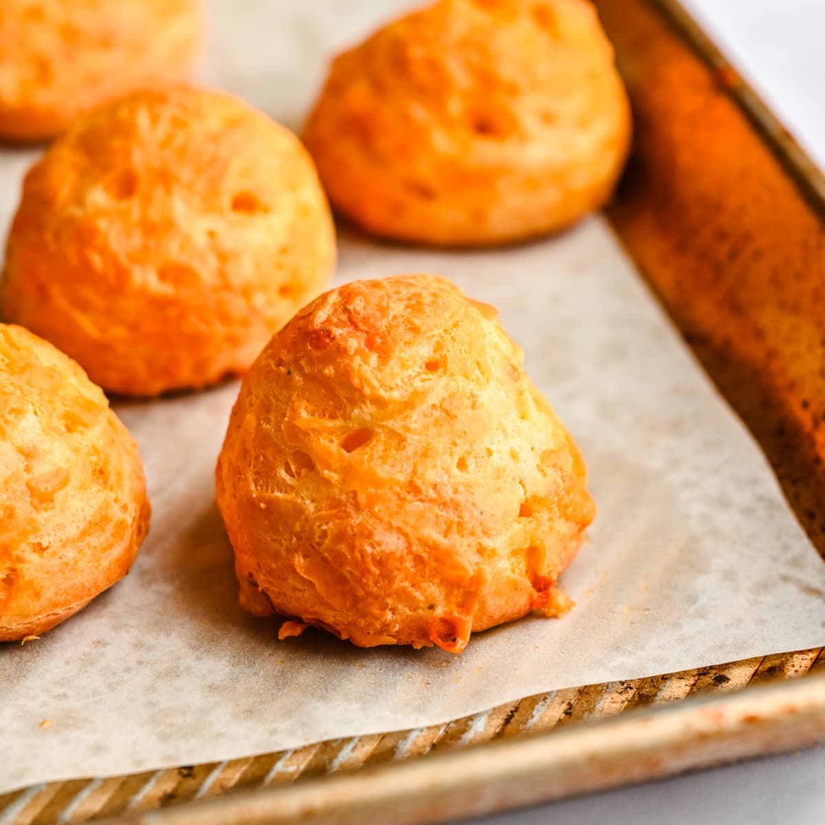 Front view of finished gougeres.