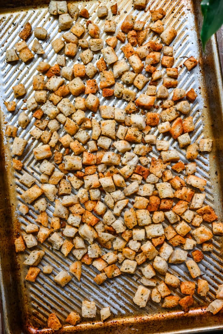Croutons after baking.