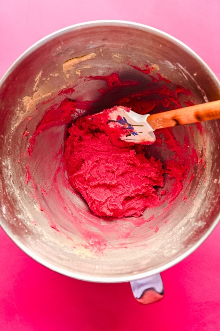 Dough after food coloring is added.
