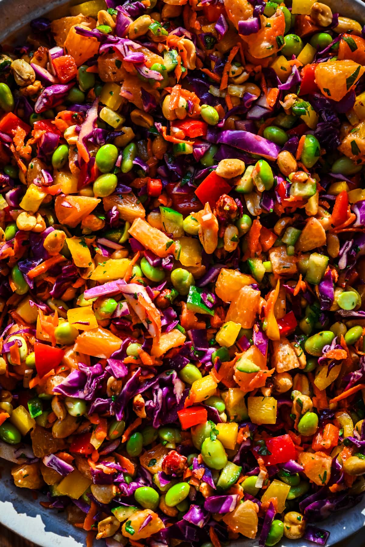 Close up view of finished salad.