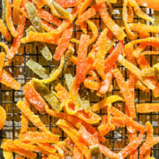 Close up of finished citrus peels.