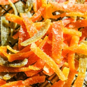 Close up of finished citrus peels.