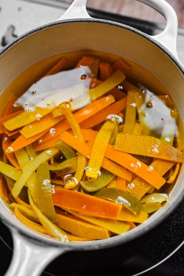 Citrus peels with water added.