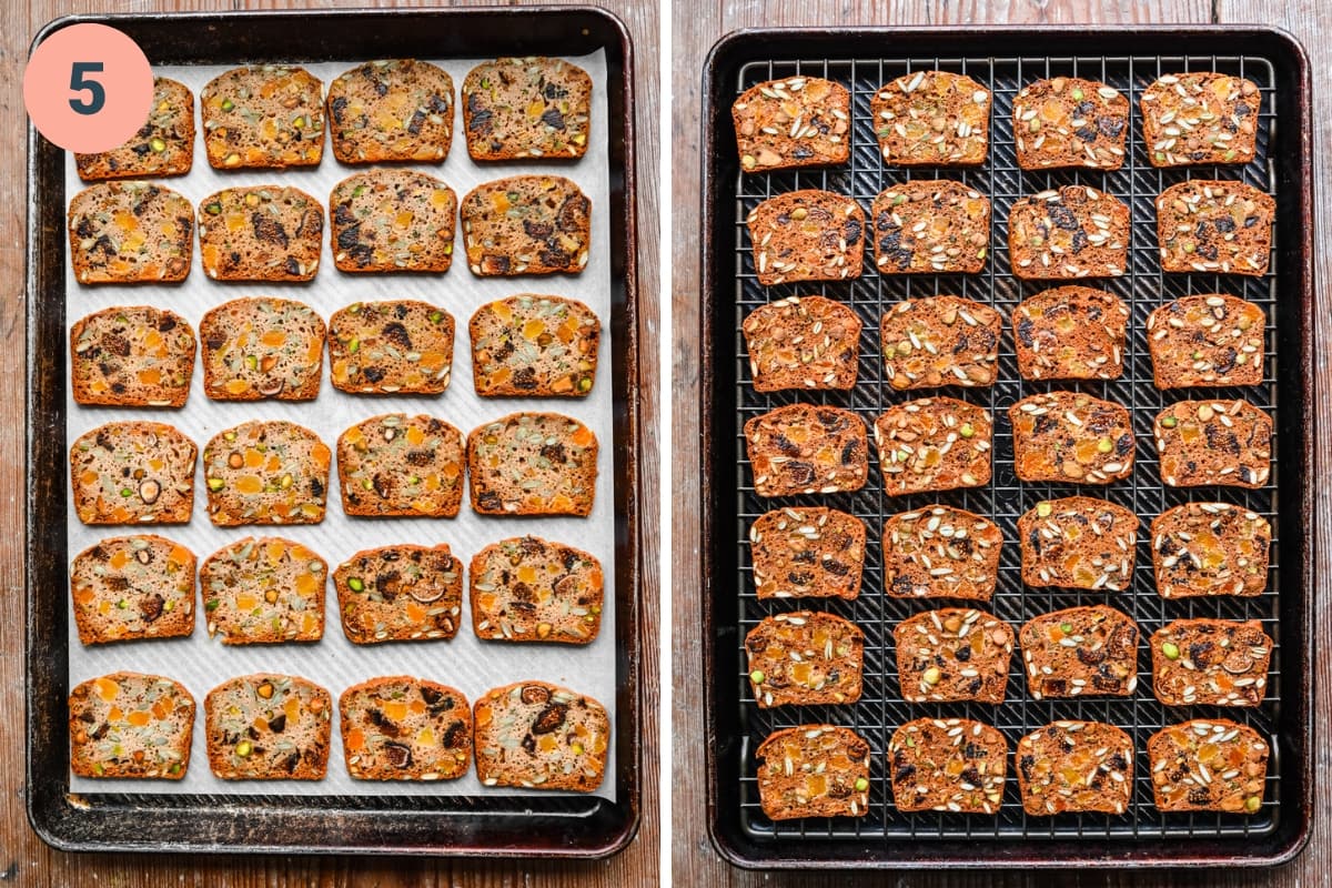 Crackers before and after baking again.