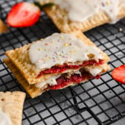 Front view of strawberry pop tart.