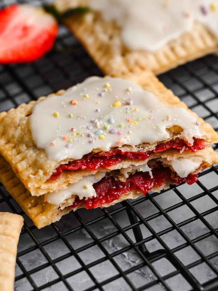 Front view of strawberry pop tart.