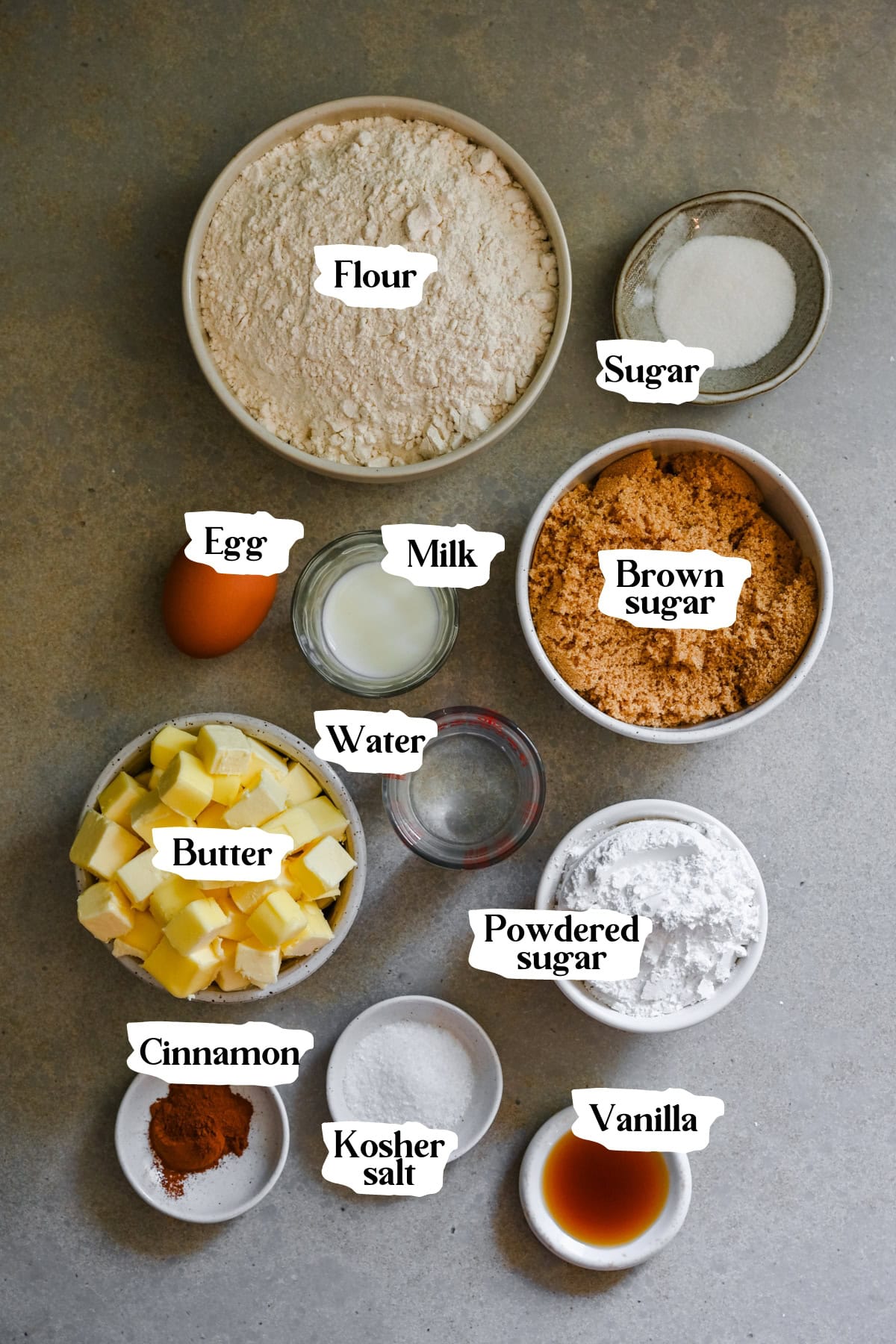 Overhead view of brown sugar cinnamon pop tarts ingredients.