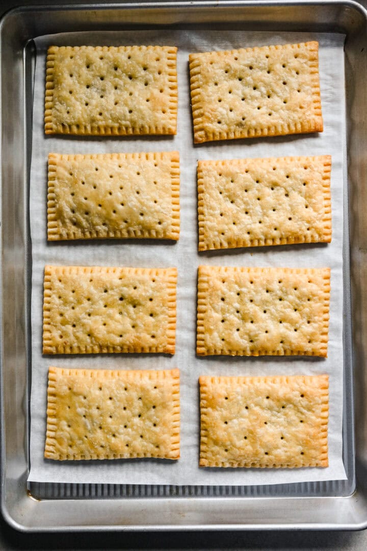 Overhead view of baked pop tarts.