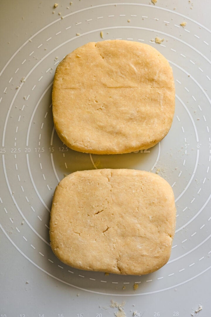 Pop tart dough cut into two portions.