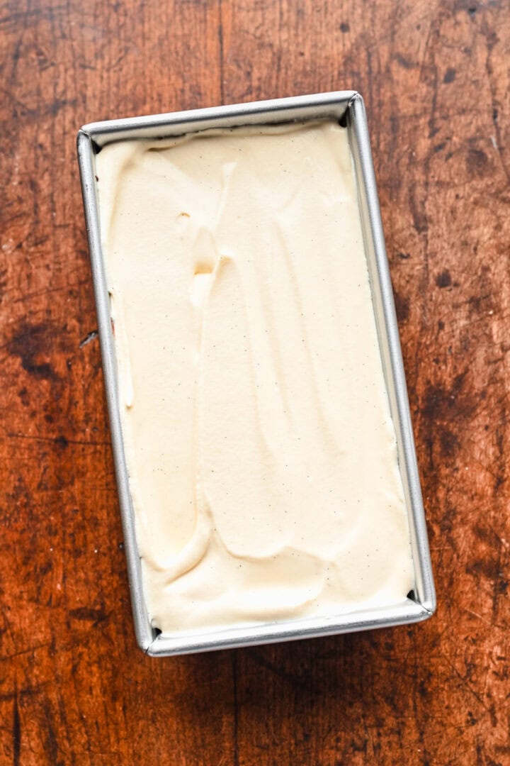 Finished ice cream before going in the freezer.