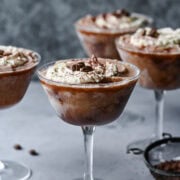 Front view of an espresso martini.