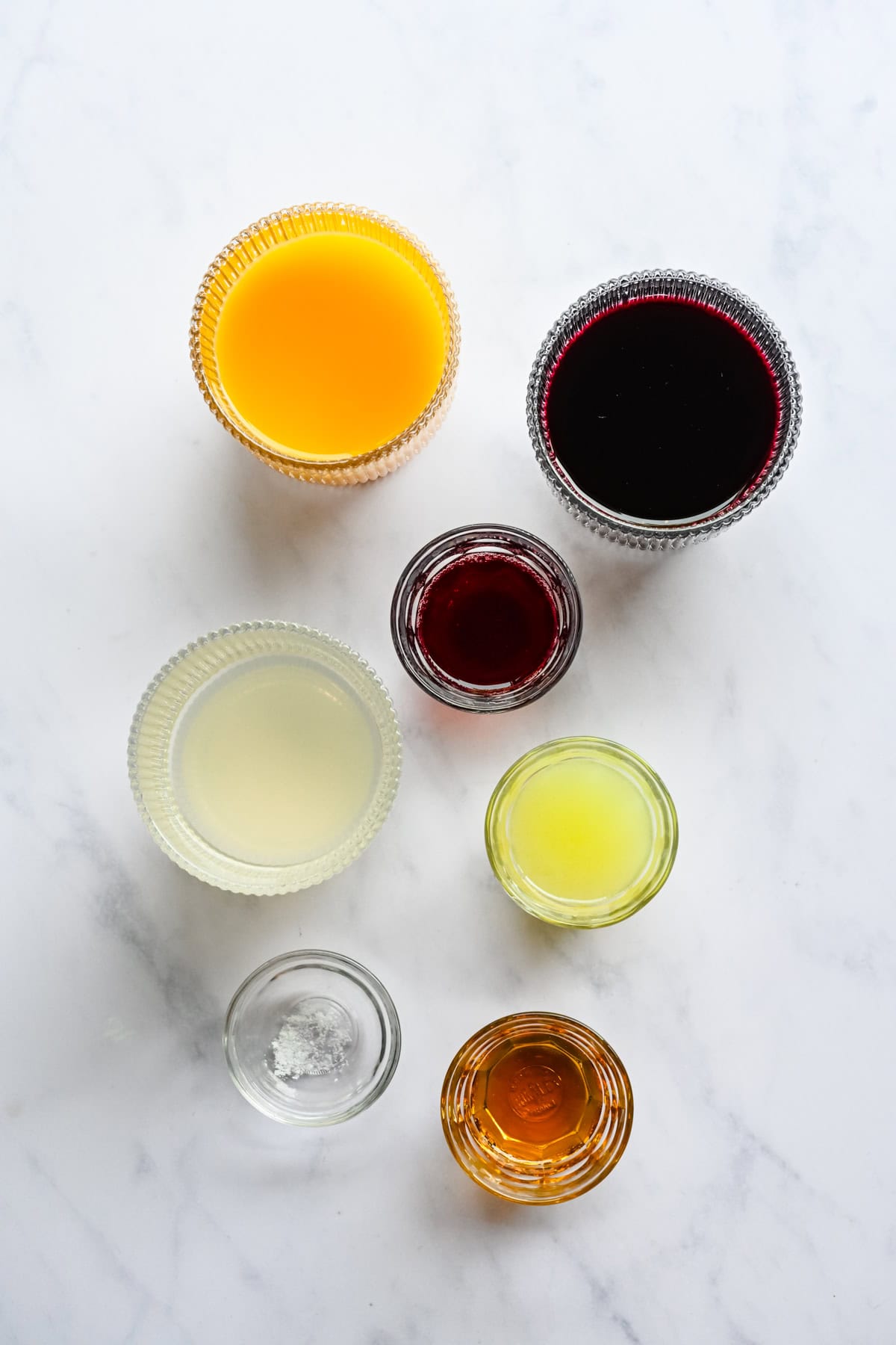 Overhead view of homemade gatorade ingredients.