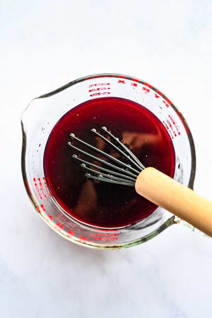 Overhead view of blueberry ingredients mixed together.