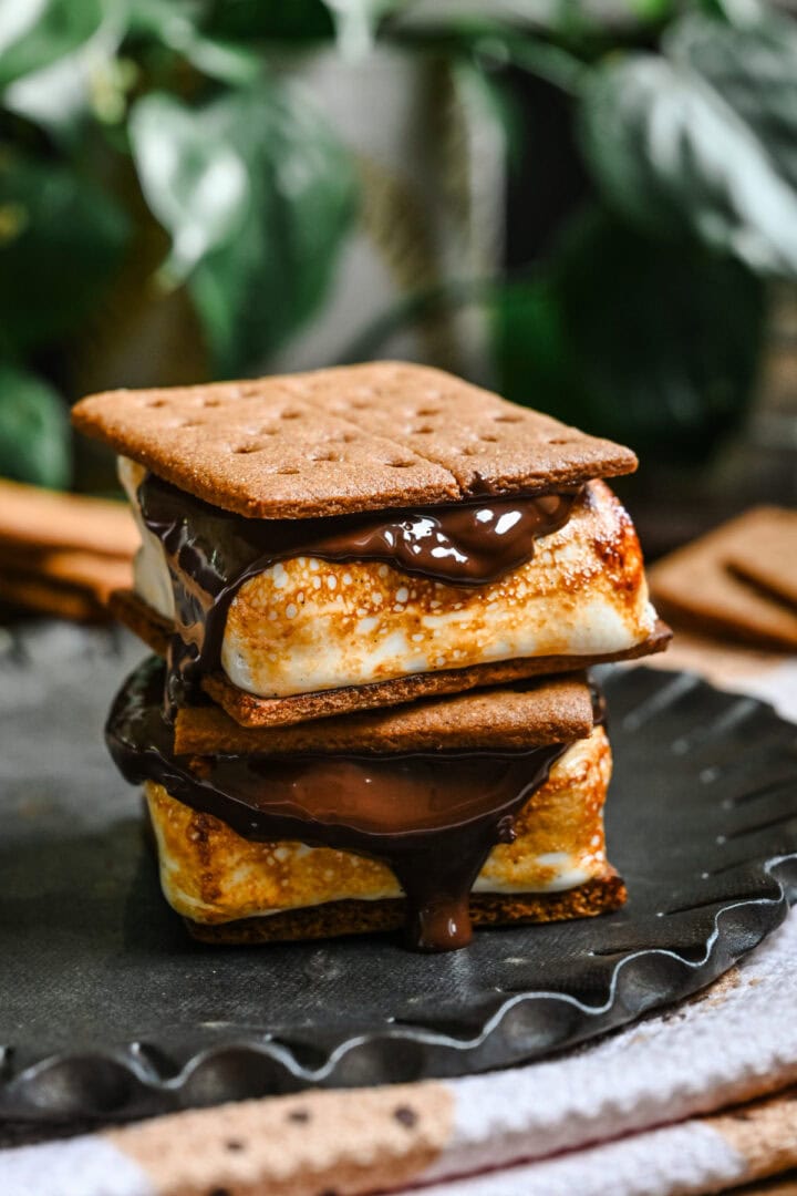 Two stacked melty smores.