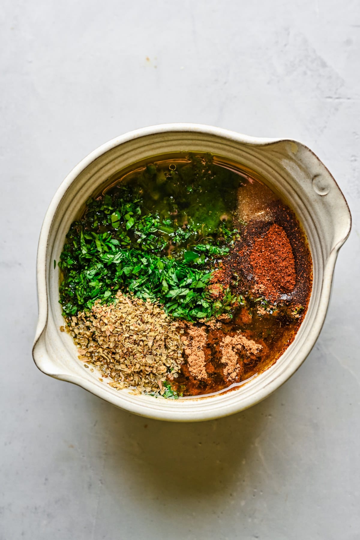 Southwest chicken salad marinade mix in a bowl.