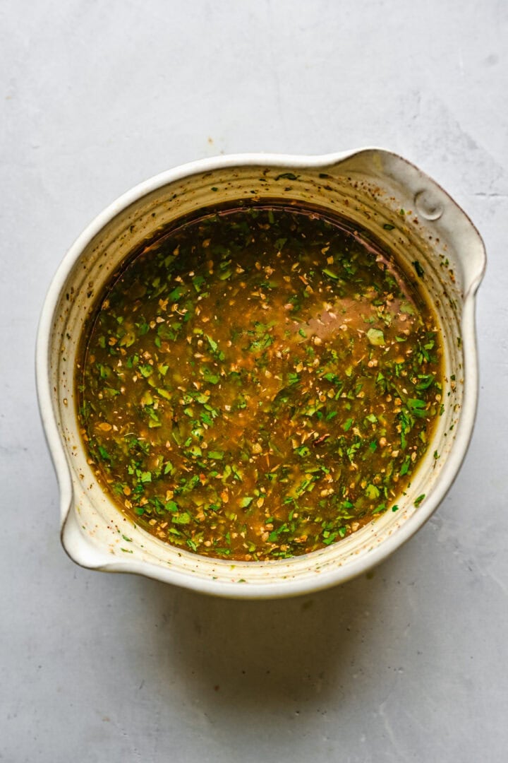 Southwest chicken marinade mix with chicken in it.