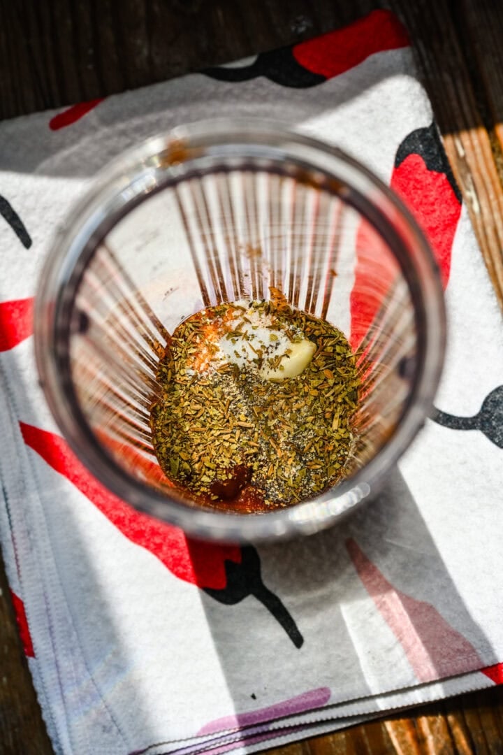 Chicken marinade before blending.