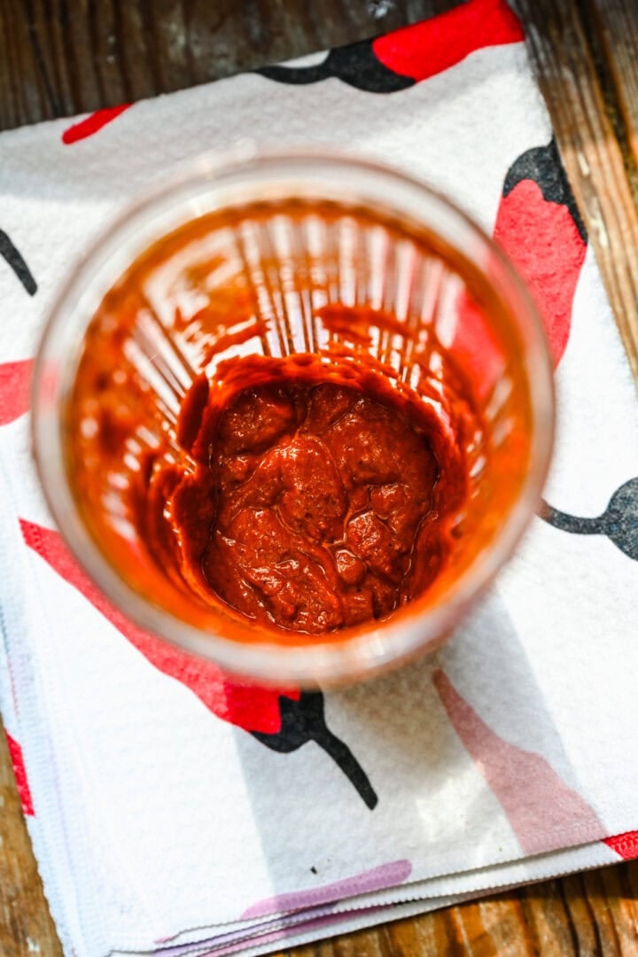 Chicken marinade in the blender.