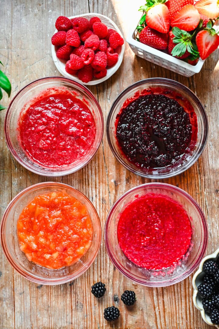 Overhead view of fruits on the bottom.