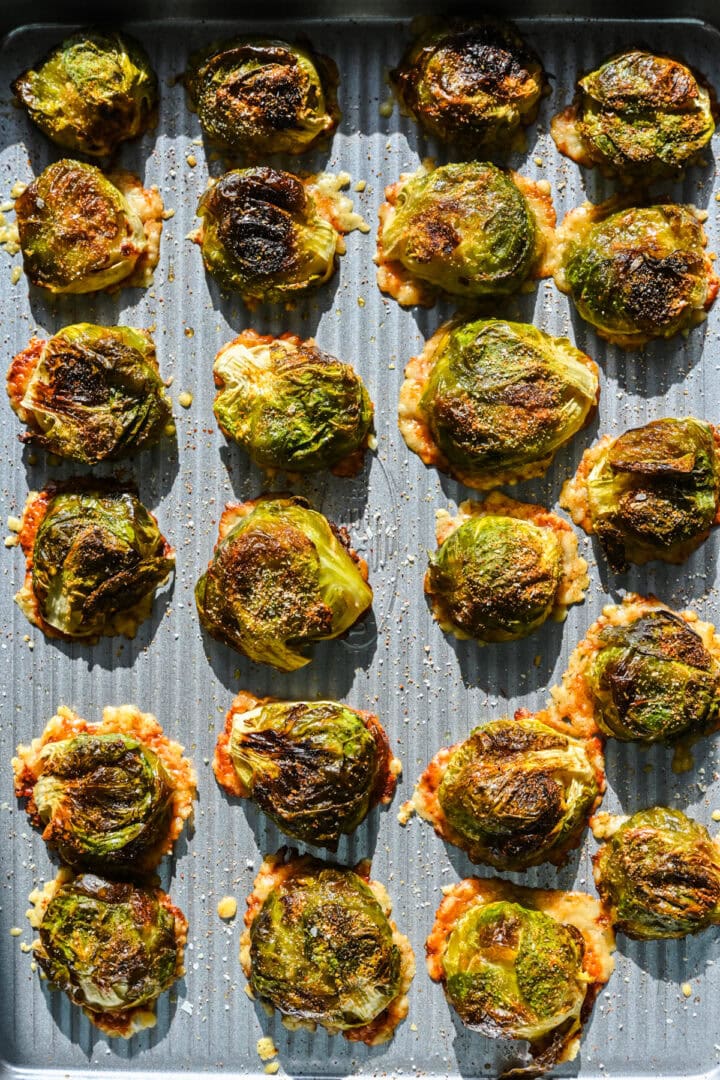 Brussels sprouts after cooking a second time.