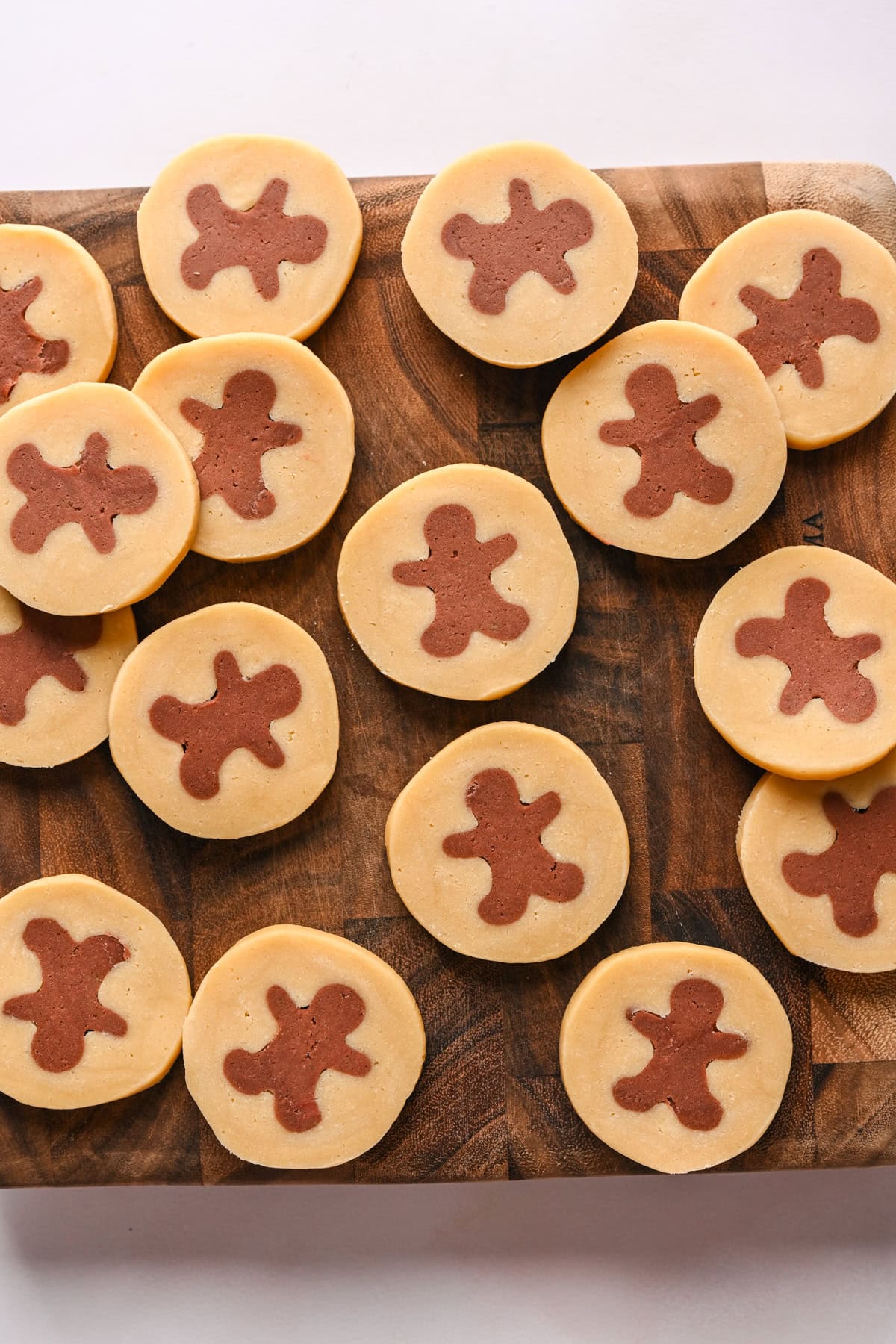 Gingerbread men on a sheet pan.