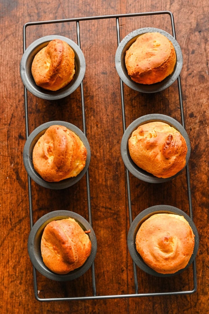 Overhead view of popovers after baking.