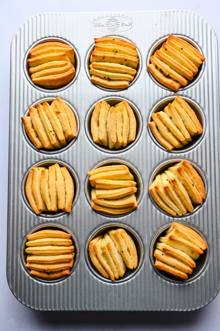 Fan rolls in muffin tin after baking.