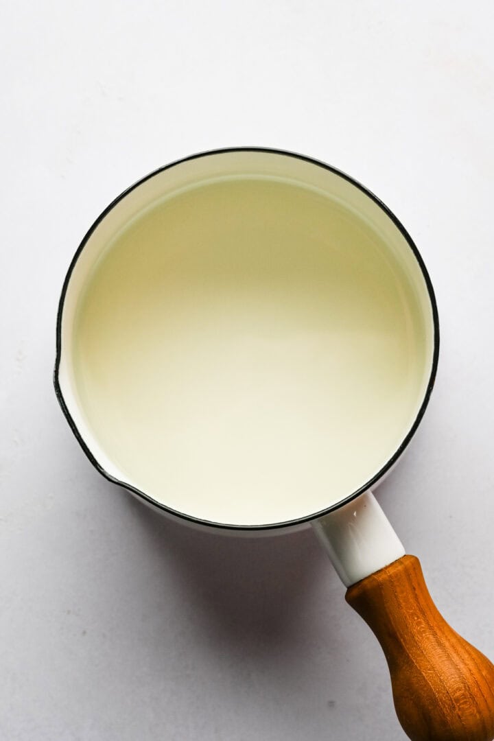 milk and sugar in a saucepan.