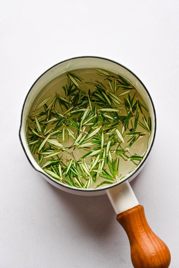 rosemary simple syrup before boiling.
