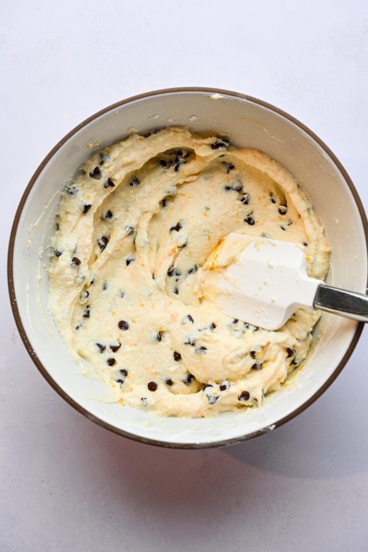 Cannoli filling after mixing in a bowl.
