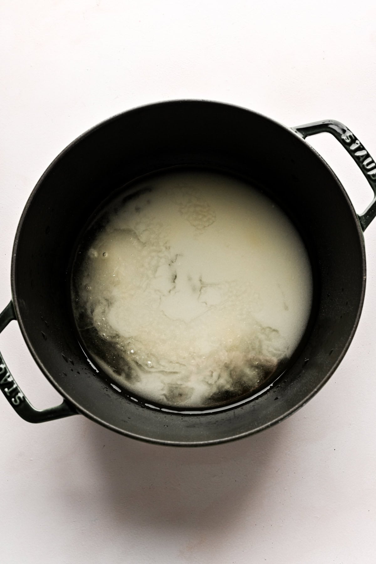 Sugar, water and corn syrup in a large pot.