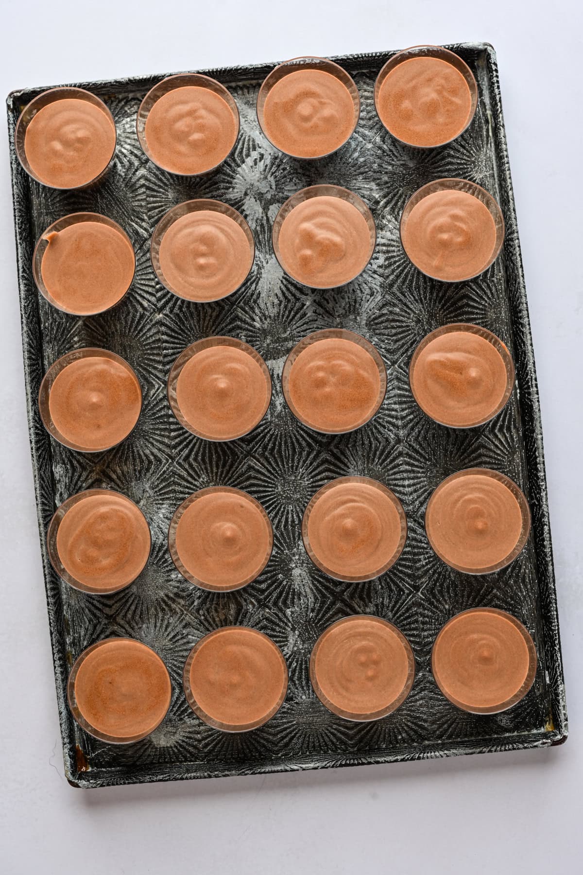 Peppermint Espresso martini pudding shots before adding whipped cream.