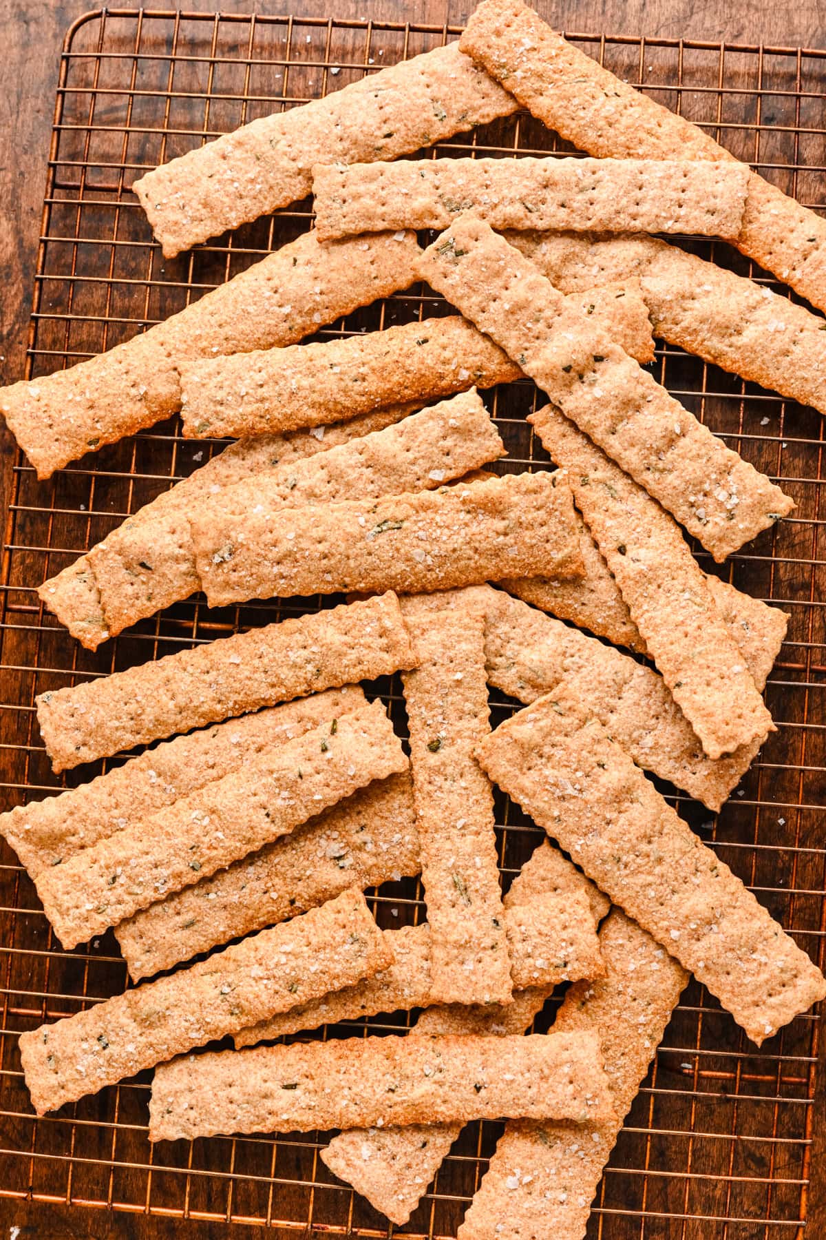 Crackers on a cooling rack.