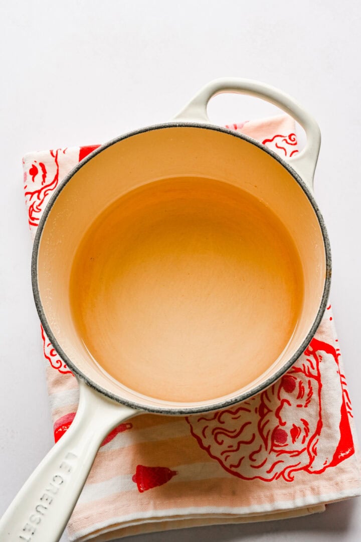 Simple syrup in a pot.